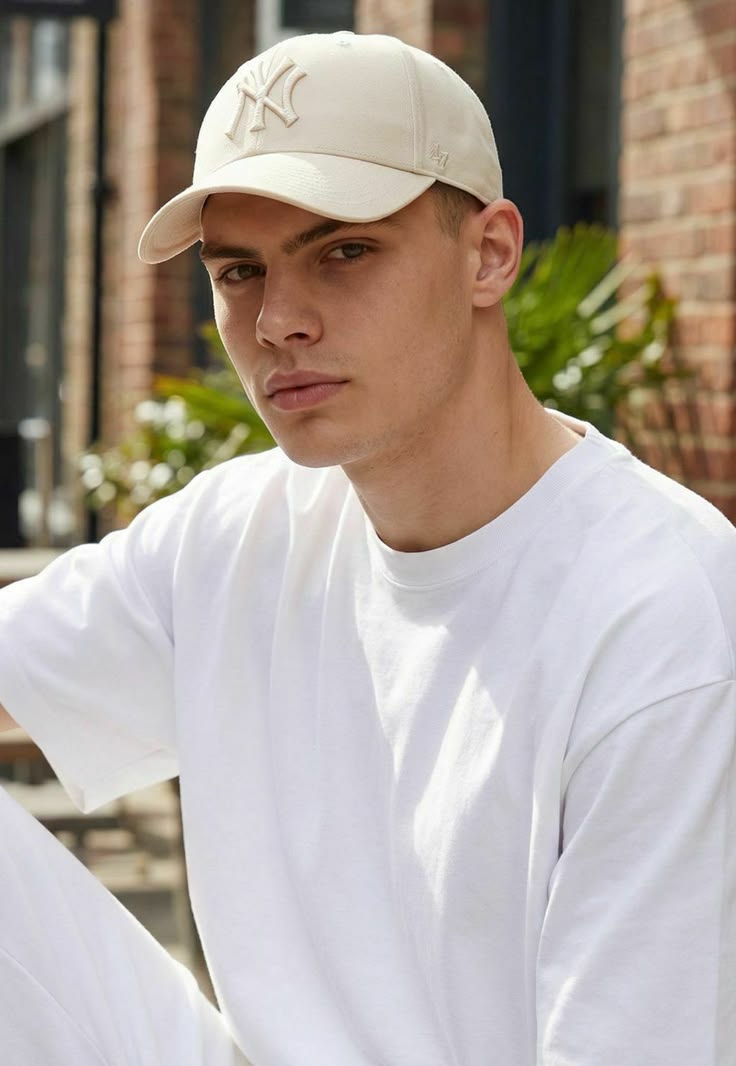 Beige Cream Embroidered Cap