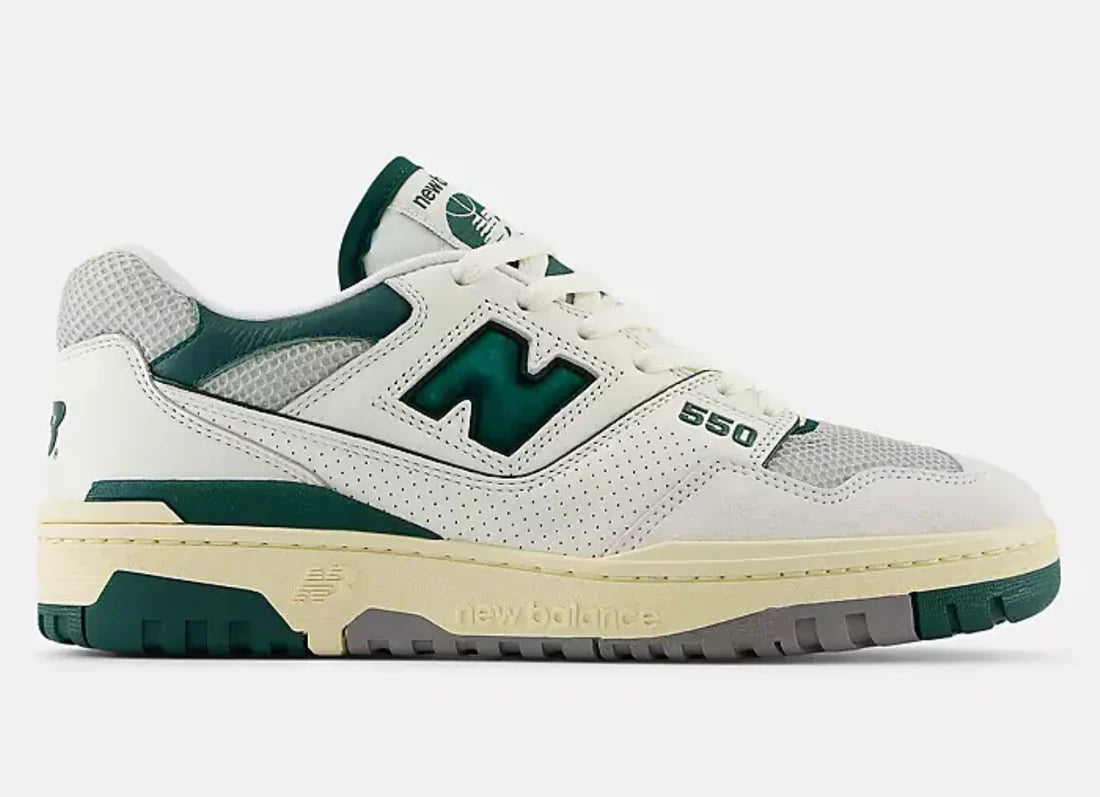 Luxury Retro Court Sneaker in Sea Salt & Green