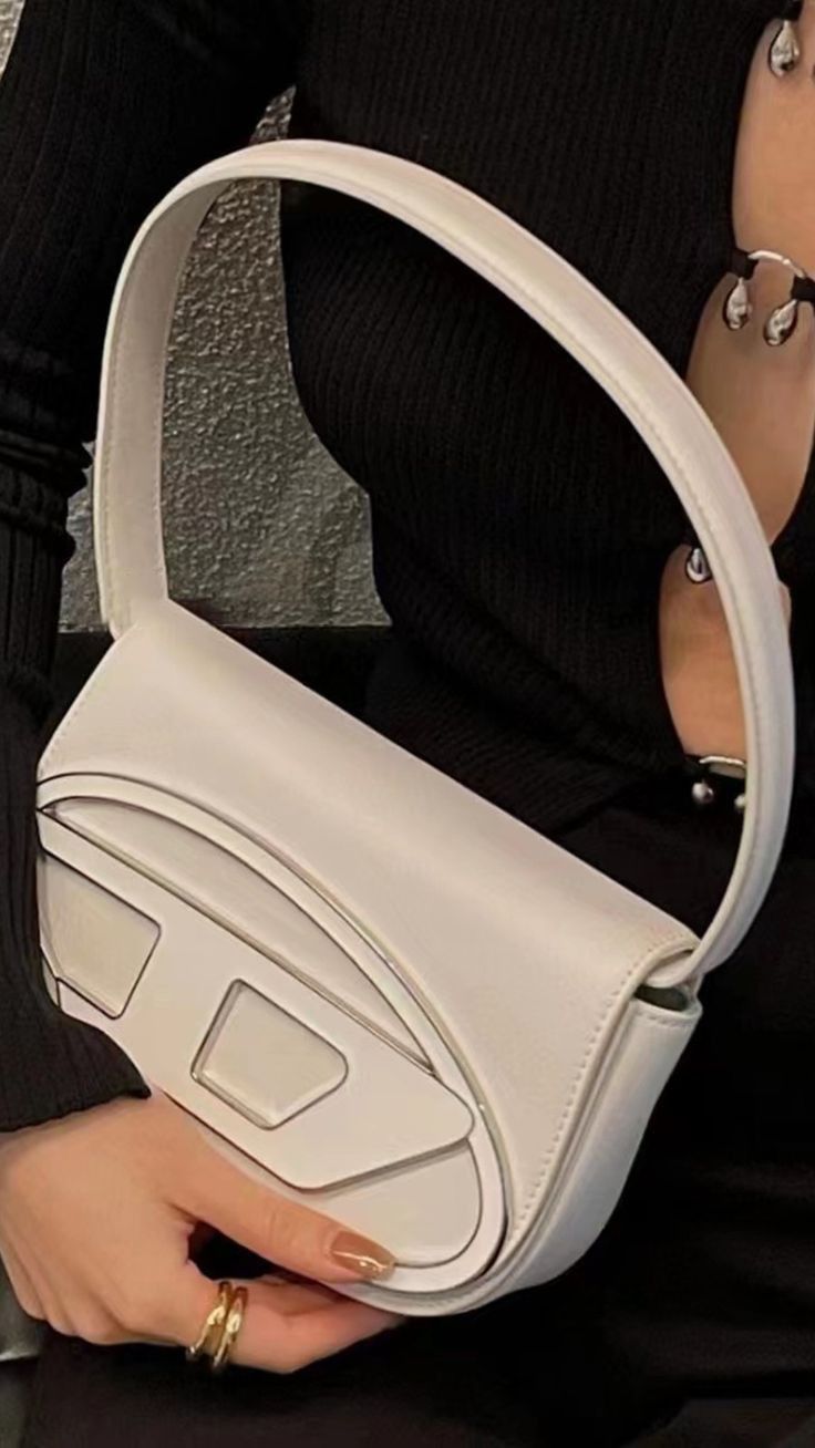 Luxury White Structured Shoulder Bag